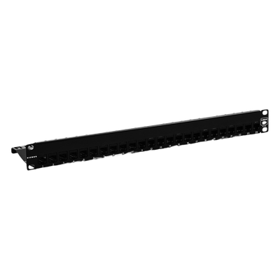 Z-PNL-24E - Patch Panel / 24 Puertos / Modular Vacío / Plano / 1UR / Cat 6A Blindado / Acero Negro