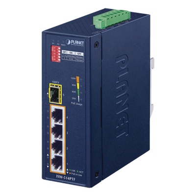 ISW-514PTF - PLANET ISW-514PTF switch No administrado Fast Ethernet (10/100) Energía sobre Ethernet (PoE) Azul