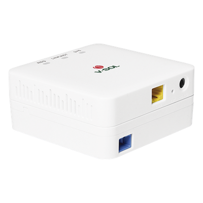 V2801-SC - ONU Bridge EPON/GPON / 1 Puerto SC/UPC / 1 Puerto LAN Gigabit / Roseta Integrada / 91x91x41 mm / 4W