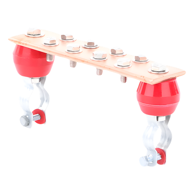 TGBUTZ - Barra de Unión para Tierra / Instalación en Tubo 1" / Placa 50.8 mm x 200 mm / 8 Conexiones / Tornillería Incluida