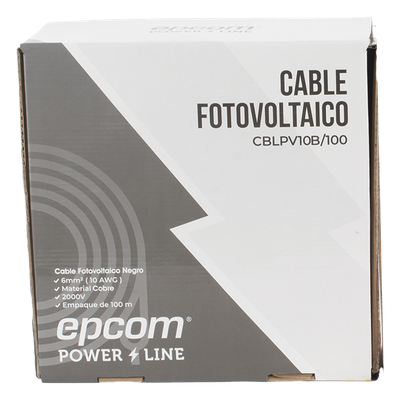 KIT2CBLPV10RB/100 - Kit de 2 rollos de 100 metros de cable fotovoltaico de cobre, rojo y negro, calibre 10 AWG (6mm²), Tipo PV, 1000/2000 V y 120°C.
