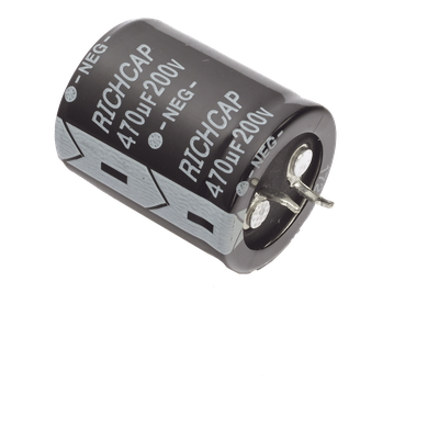 CAD-4706JMS-001 - Capacitor de Aluminio / 470μF / 200V / ±20% / 1.45A RMS / 25mm Ø / 1000h @ 105°C