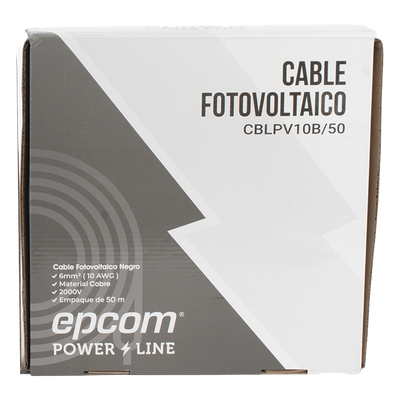 KIT2CBLPV10RB/50 - Kit de 2 rollos de 50 metros de cable fotovoltaico de cobre, rojo y negro, calibre 10 AWG (6mm²), Tipo PV, 1000/2000 V y 120°C.