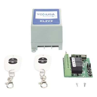 KL2V2 - Módulo de Mando y 2 Transmisores para Cerco Eléctrico Yonusa, Compatible con Todos los Energizadores, Conexión Sencilla