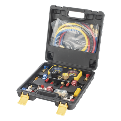 PSTH08002 - Precision Manómetro de 4 Vías / Compatible con R410A, R32, R134A, R22 / 4 Mangueras 1.5 m