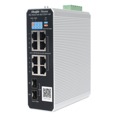 RG-NIS2100-8GT2SFP-HP - Ruijie Switch Industrial PoE+ / 8 Puertos Gigabit / 1 PoE++ 60W RG-NIS2100-8GT2SFP-HP