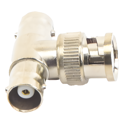 TT-RG-12 - Adaptador Coaxial T / BNC Macho a 2x BNC Hembra / 75 Ohm / Contactos Oro / Aislante Teflón / CCTV Profesional