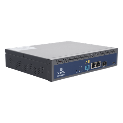 V1600GS-F - OLT GPON / 1 Puerto PON SC/UPC / 128 ONUs / 3 Puertos Uplink / 20 km (12.4 mi) / Redundancia AC/DC / Rack