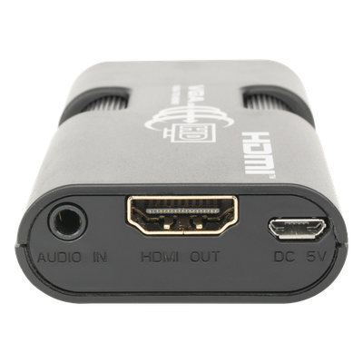 TT350MINI - MINI Adaptador de VGA a HDMI / Resolución 1920x1080 @ 60Hz / Jack de audio de 3.5mm / Soporta alimentacion por Micro USB