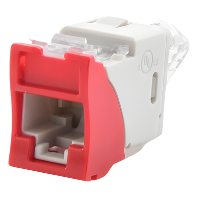 U6A-H03NS - Jack RJ45 Cat6a / UTP / Montaje Híbrido Plano-Angulado / Terminación 110 / Color Rojo