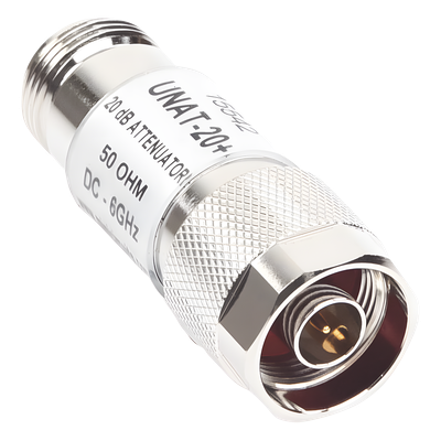 UNAT-20 - Atenuador en Línea / 20 dB ±0.3 dB / 0.5 W / DC-6 GHz / Conectores N Macho-Hembra / 50 Ω