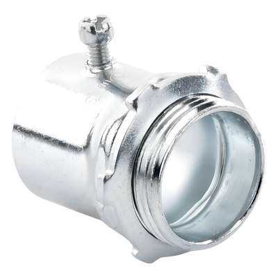 JU-PD-112-CON - Conector 1 1/2" (38mm) pared delgada con tornillo galvanizado etiqueta verde