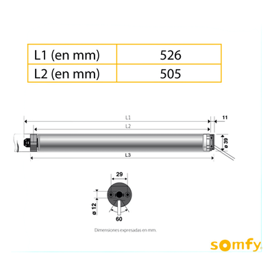 LSN40/50EM - Somfy Motor Tubular Mecánico / 4 Hilos / 120 VCA LSN40/50EM