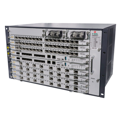 V5600-X7 - OLT Modular Chasis / 7 Ranuras de Servicio / GPON/XGS-PON Combo / 16 Puertos GPON / Intercambio en Caliente / Redundancia 24/7