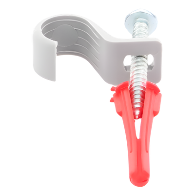 TK-1420 - Kit de fijación / 8 grapas + tornillos + taquetes / Tubo 1/2" / Polietileno flexible / -10°C a +120°C / Interior y exterior