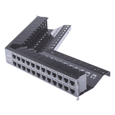 ZS-PNLA-U48E - Patch Panel / 48 Puertos / Blindado / Modular / Angulado / 1UR / Alta Densidad
