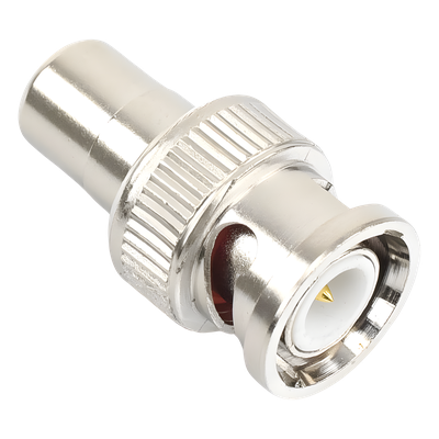 TT-RG-02 - Adaptador en Línea / 75 Ohm / BNC Macho a RCA Hembra / 13.9 mm x 27 mm / 0.55 in x 1.06 in