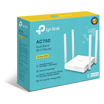 ARCHERC24 - TP-Link ARCHER C24 Router Si Doble banda (2,4 GHz / 5 GHz) Wi-Fi 5 (802.11ac) 433 Mbit/s