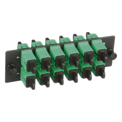 FAP12WAGSCZ - Placa Acopladora de Fibra Óptica / 12 Conectores SC/APC / Monomodo OS1/OS2 / Color Verde / Cerámica Zirconia