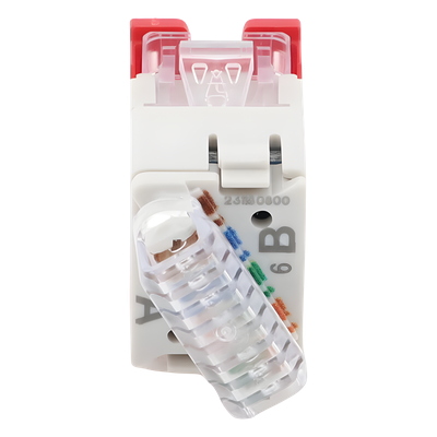 U6-H03NS - Jack Cat6 / UTP / Montaje Híbrido Plano-Angulado / Rojo / Punch Down 110