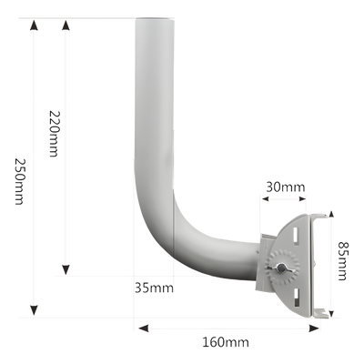 U-MOUNT - Montaje de Brazo Universal / Ajuste de Azimut 0 a 120° / Acero con Recubrimiento en Polvo / Diámetro 35 mm / Peso 1.2 kg / Compatible con Múltiples Marcas