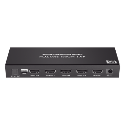 TT401-8K - Conmutador HDMI / 4 Entradas 1 Salida / 8K@60Hz / 48 Gbps / HDMI 2.1 / Control IR y RS-232
