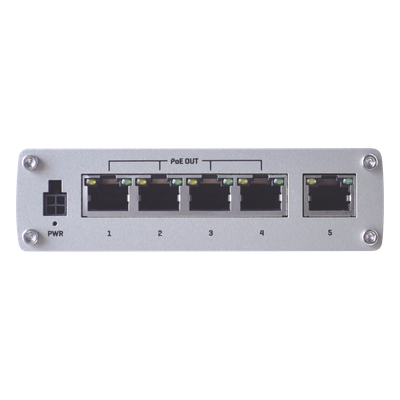 TSW100 - Switch Industrial No-Administrable / 5 Puertos Gigabit / 4 Puertos PoE+ 802.3af/at / 120W Total / -40°C a 75°C / Riel DIN / 115x32x95 mm (4.5x1.3x3.7 in)
