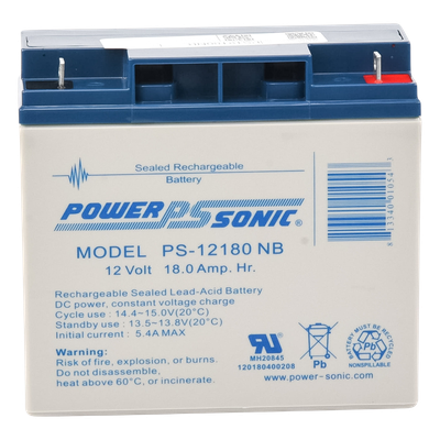 PS-12180-NB - Power Sonic Batería de Respaldo AGM/VRLA / 12V / 18 Ah PS-12180-NB