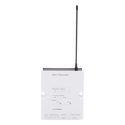 RRMAINREP - Lutron Electronics Repetidor principal RadioRA 2 / 434 MHz / alcance RF 9 m (cubre 232 m²)