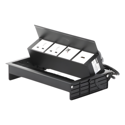THMC-HBOX - Caja Hub de Escritorio / 2 Contactos Universales / HDMI + RJ45 Cat6 / 2 USB Carga / Cable 1.80 m (5.9 ft) / IP20