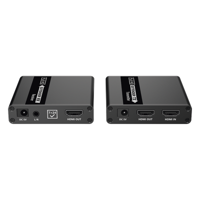 TT223 - Kit Extensor HDMI para distancias de 70 metros / Soporta resoluciones 720 y 1080P @ 60 Hz / Cat 6, 6a y 7 / Cero Latencia / Uso 24/7 / HDR10 / Salida Loop / Configuración EDID / Soporta control remoto del equipo fuente / Salida de audio de 3.5mm