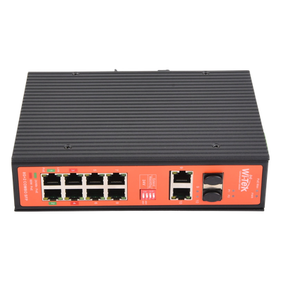 WI-PS310GF-I-V2 - Switch PoE Industrial / 8 Puertos Gigabit + 2 SFP Combo / Extensión 250 m (820 ft) / PoE 300W / Protección 6 kV / -40°C a 80°C / Alimentación Dual 12-57 VCC