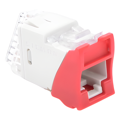 U5-H03NS - Jack / Cat5e UTP / Montaje Híbrido Plano o Angulado / Color Rojo / Punch Down 110 / -10 a 60°C