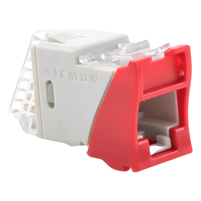 U6A-H03NS - Jack RJ45 Cat6a / UTP / Montaje Híbrido Plano-Angulado / Terminación 110 / Color Rojo