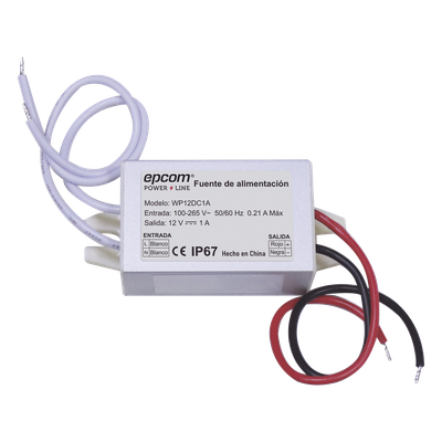WP12DC1A - Fuente de alimentación / 12 VCC / 1 A / IP67 / 46x20x30 mm / -30°C a 50°C / 100-240 VCA