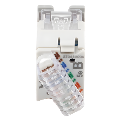 U5-H04NS - Jack de Cobre Cat5e / UTP / Montaje Híbrido Plano y Angulado / Terminación T568A/B / UL94 V-0 / -10 a 60°C