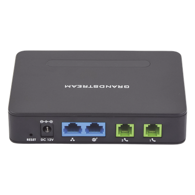 HT-812 - Grandstream Adaptador para teléfono analógico (ATA) de 2 puertos FXS, Router integrado, Puertos