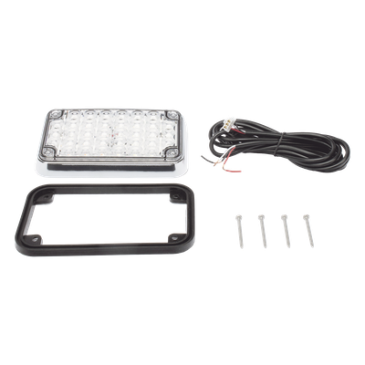 XLTE595RW - Luz de Advertencia LED / 6x4 pulgadas / Bicolor Rojo/Claro / 66 LED / 12 VCC / 10 Modos de Destello / Montaje Permanente