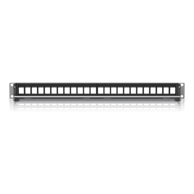 UACC-RACK-PANEL-PATCH-BLANK-24 - Panel Patch Keystone / 24 Puertos / 1U Rack 19" / Barra Gestión Cables / Acero SPCC / 17.4 x 2.5 x 1.7'