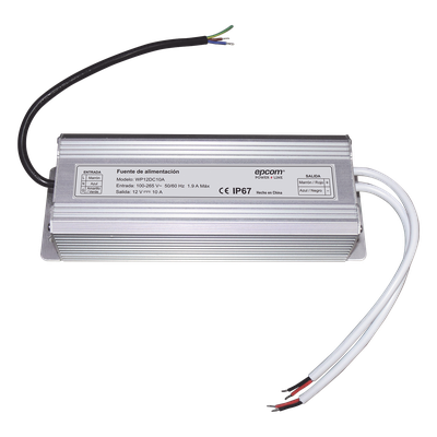 WP12DC10A - Fuente de Alimentación IP67 / 12 VCC Regulado / 10 A Totales / 2 Salidas / Entrada 100-265 VCA / Operación -10°C a 50°C
