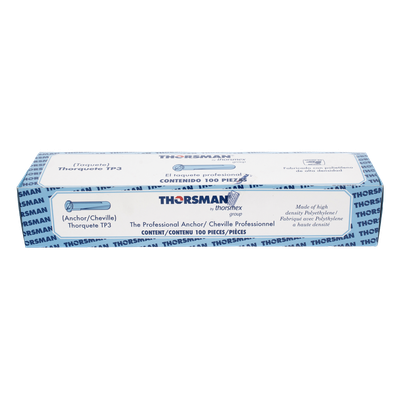 TP-3 - Taquete de Fijación / Doble Expansión 4 Direcciones / 3/8" para Tornillo 12 mm x 2" / 100 Piezas / Resistencia 100 kg / Concreto y Superficies Sólidas