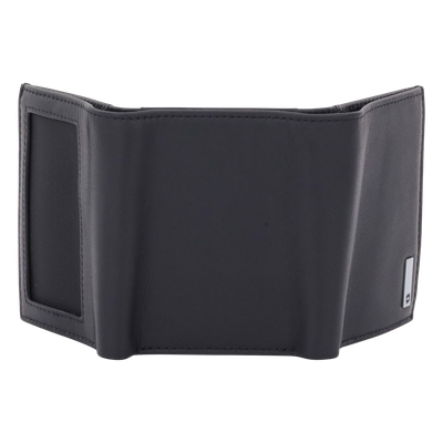3016-3501 - Cartera Athens Negra de Piel con Compartimento de Micromalla para ID. Doblable en 3 Partes con Divisor de Billetes. Pocket Wallet