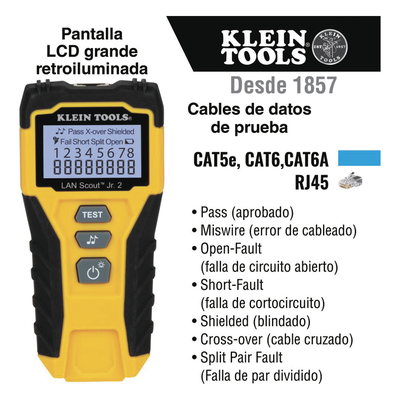 VDV526200 - Tester de Cable LAN / Pantalla LCD Retroiluminada / Detección de Fallas Múltiples / Generador de Tono / Cat3 a Cat7 / Blindaje y No Blindaje