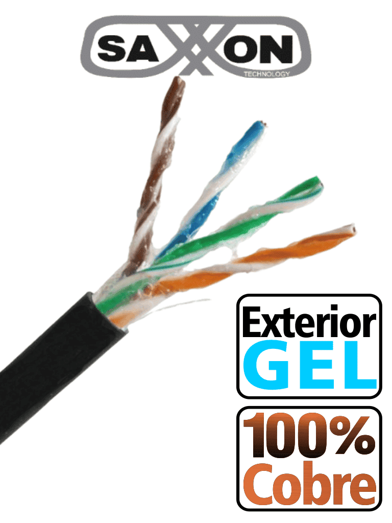 SAXXON Bobina de Cable UTP Cat5e 305m 100% Cobre, Uso Exterior, Negro