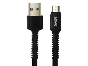 Cable GHIA GAC-197N, USB 2.0 a Micro USB de 1 metro, Velocidad de Transferencia 480Mbps, Color Negro