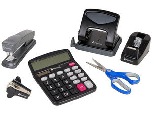 Kit Escolar Nextep: Calculadora, Tijeras, Grapadora, Perforadora, Sujetador, Base