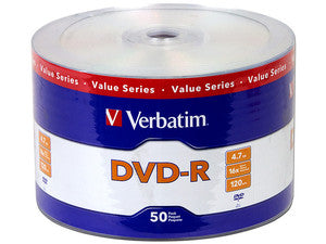 Pack de 50 DVD-R Verbatim 4.7GB 16x, Superficie en Blanco, Velocidad de Escritura Rápida