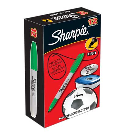 Marcador Sanford 30004 Sharpie Fino Verde Permanente C/12 - 30004 Sanford FullOffice.com