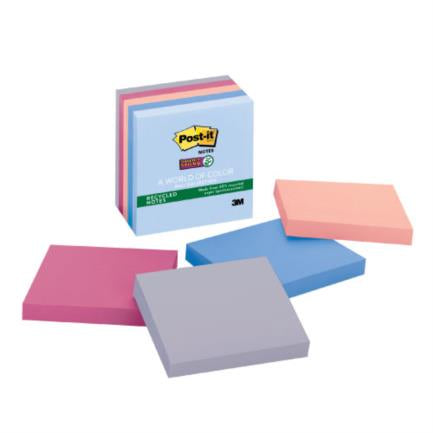 Notas Recicladas 3M Super Sticky 7.6X7.6Cm Color Campiña Frutal 6 Blocks 65 Hojas C/U - 654-6Ssnrp FullOffice.com