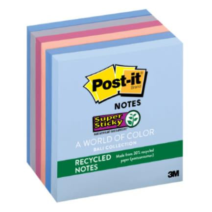 Notas Recicladas 3M Super Sticky 7.6X7.6Cm Color Campiña Frutal 6 Blocks 65 Hojas C/U - 654-6Ssnrp FullOffice.com